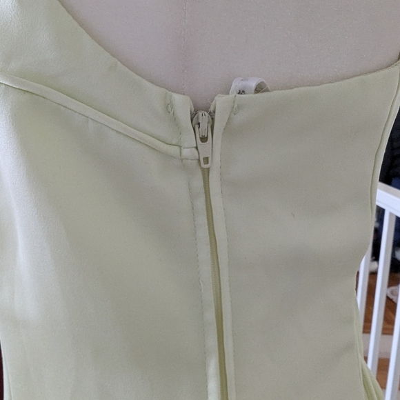 Vintage Y2K Prom Dress Chartreuse Delicate Floral Corset Fairy Regency Hoco - Picture 10 of 11